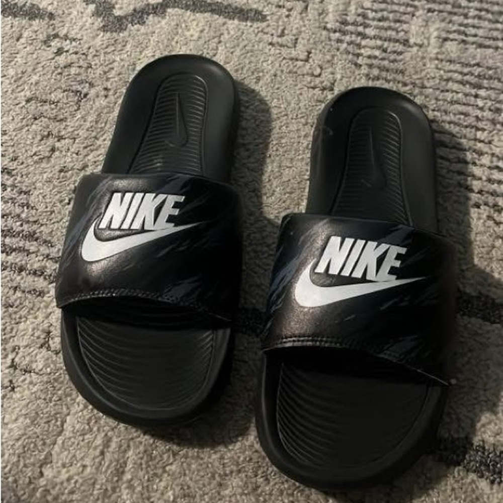 Nike Black Slide Sandals with Logo